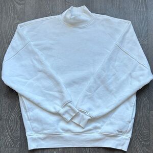 TNA Sweatfleece Cozy Fleece White Turtleneck Womens